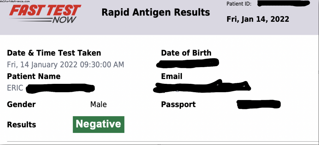 Test antigenic: Négatif: On aura le droit d'embarquer!